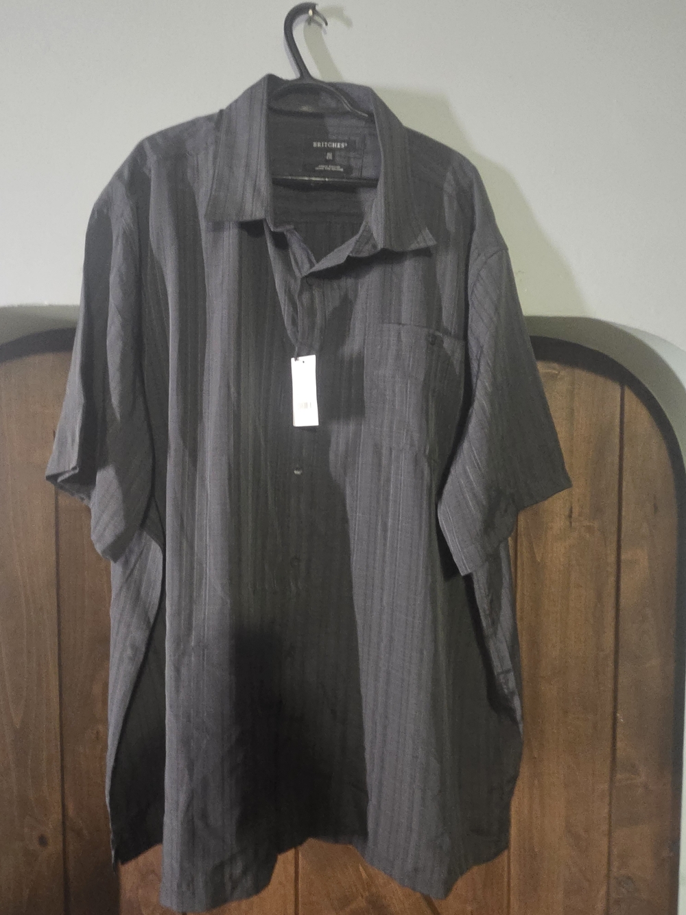 Button-Up Short Sleeve Shirt - Black Stripe